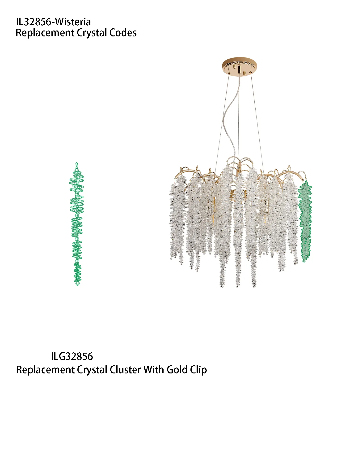 ILG32856  Wisteria FG Replacement Crystal Cluster With Gold Clip